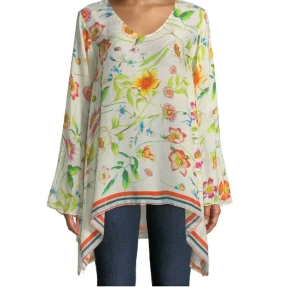 Johnny Was Floral Fiska Flare Sleeve Blouse - Picture 2 of 5
